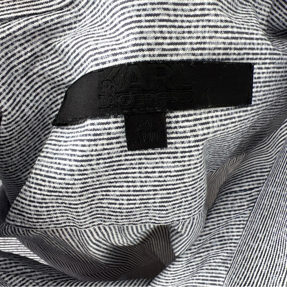 Karl lagerfeld gray striped classic long sleeve button down men’s 41 large - Picture 5 of 12